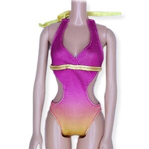 Barbie 2012 Malibu Beach Fashion Swimsuit Ombre One-Piece Cut Out Halter Mattel